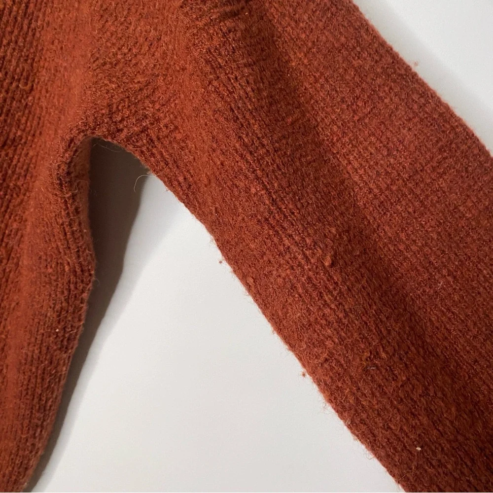 J. Crew Point Sur Waffle Button Back Sweater Alpaca Brick Red K4645 Size Large